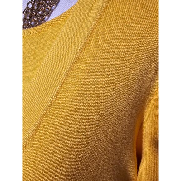 Whisper Knit By Louis Dell'Olio Womens Yellow Cardigan and Sleeveless Sweater L - Picture 3 of 10